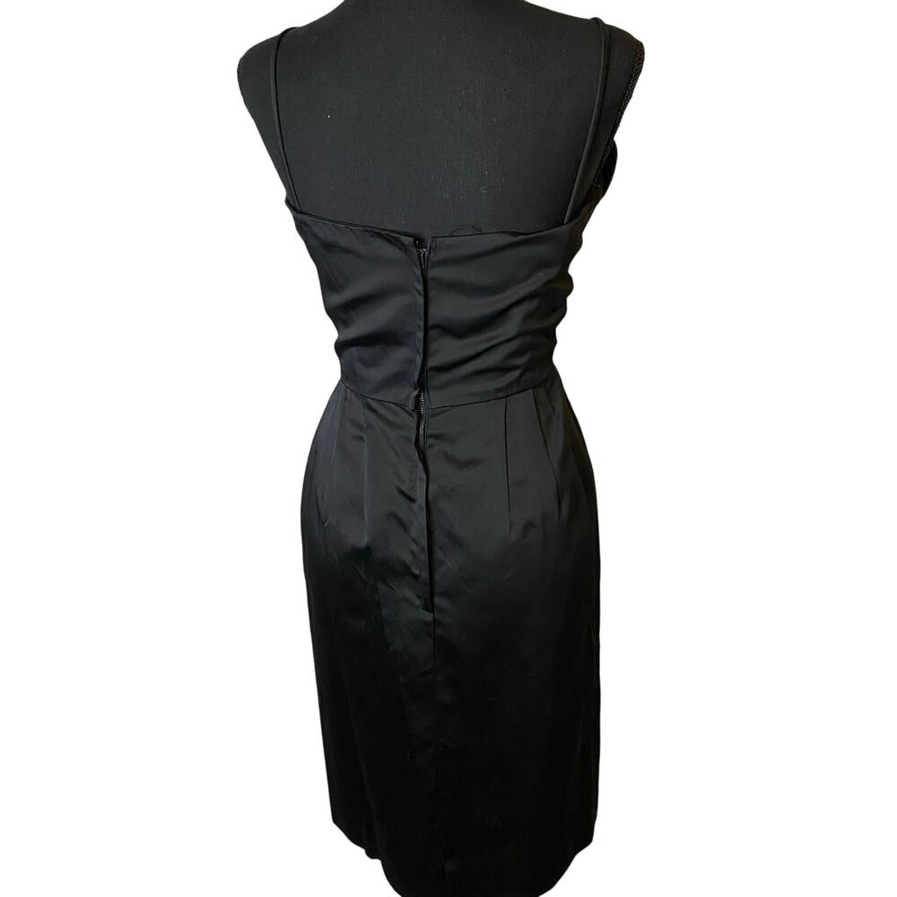 Vintage Little black Dress Tulip bodice 
Satin 1950s Hollywood glam Pin up‎ - Picture 4 of 8